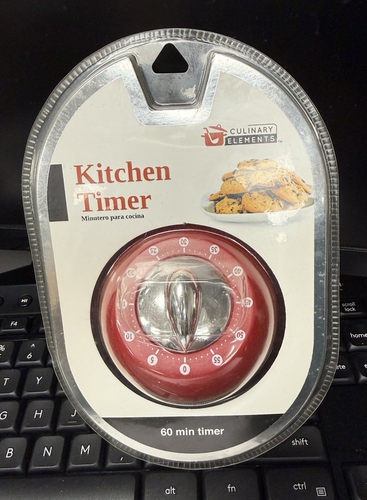 60 Minute Red Kitchen Timer by Culinary Elements (New Sealed Package)