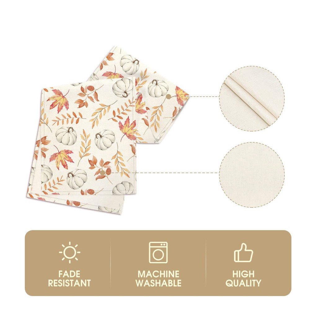 Maple Leaves Table Runner, Fall Home Decor, Orange Pumpkins, 13x72 Inch