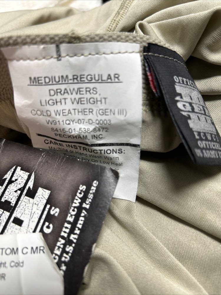 POLARTEC COLD WEATHER SILK BOTTOM TAN Medium Regular NEW WITH TAGS