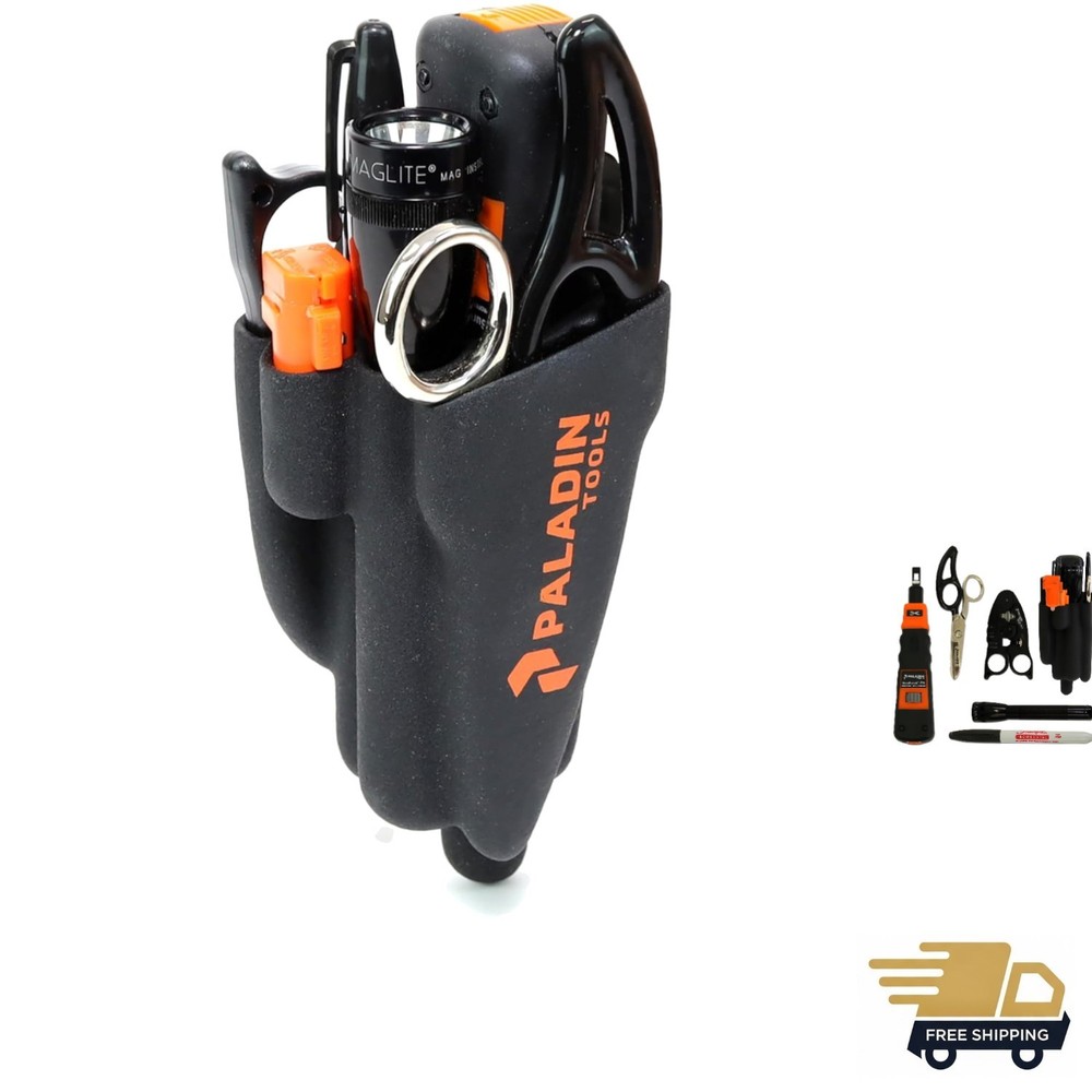 Complete DataComm Technicians Tool Kit with LED Light & Quick-Release Holster