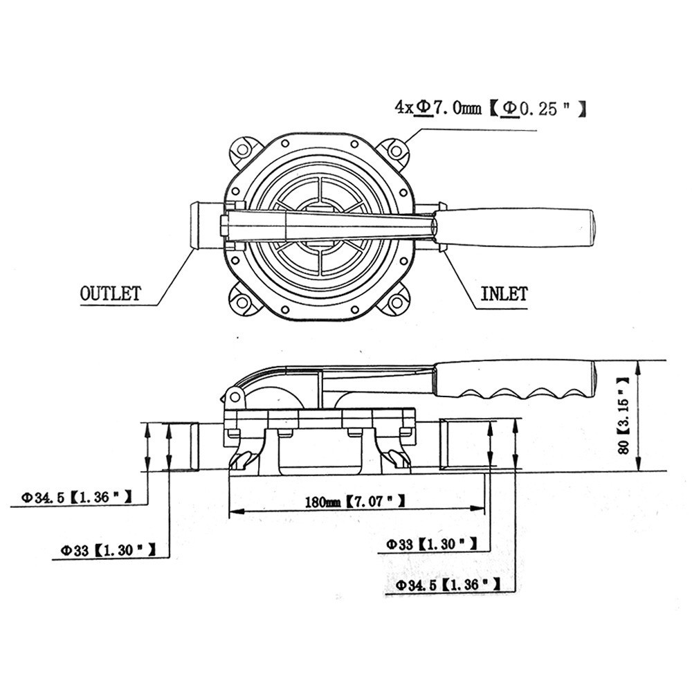 Marine Small-pressurized Diaphragm Type Manual Pump with Plastic Handle for Boat