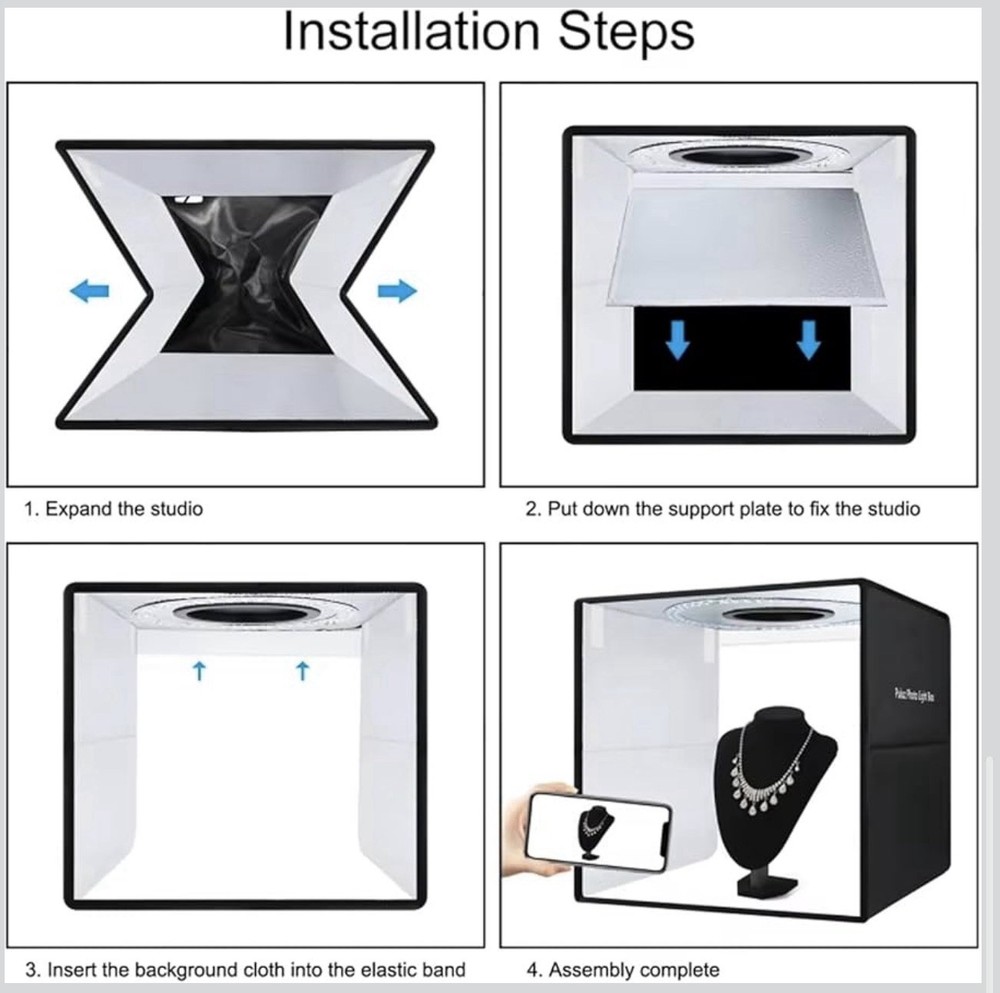 KGDiS Foldable LED Ring Light Studio Box 40Cm Folding Lightbox 160 LED