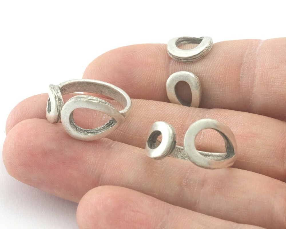 Drops Frames Adjustable Statement Ring Antique silver plated 6-8US size 4348