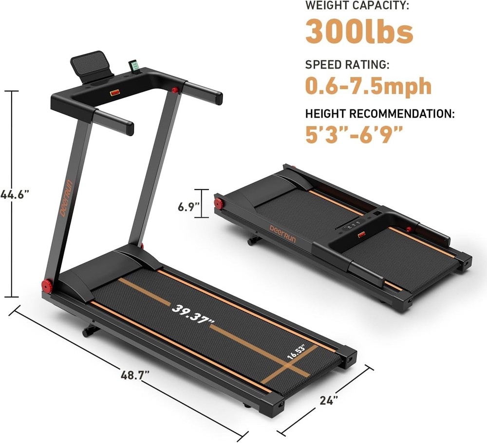 Foldable Walking Pad Treadmill for Home with 6% Manual Incline & Handlebar