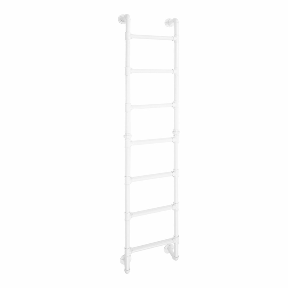 White Wall-Mounted Ladder for Attic Bunk Bed Multi-Functional 7-Step Ladder