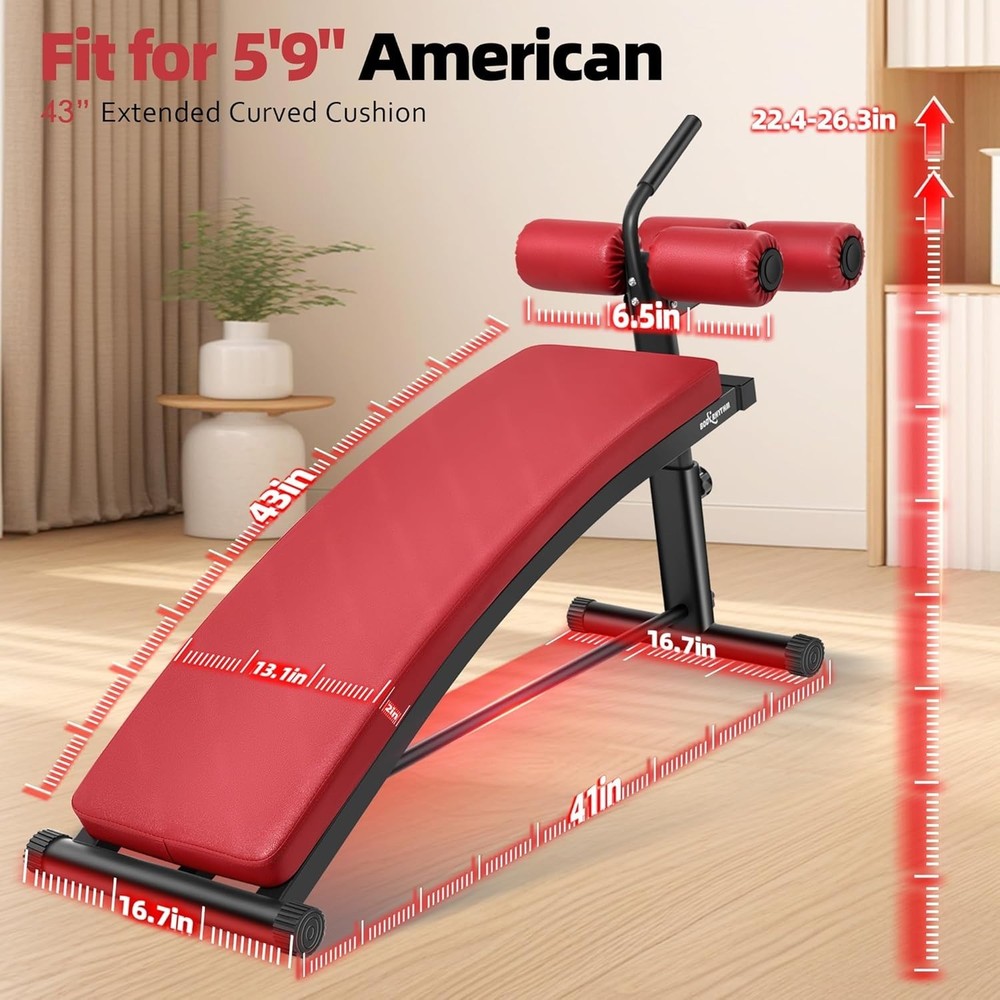 Professional Sit-Up Bench with 4 Adjustable Heights and Reverse Crunch Handle, A