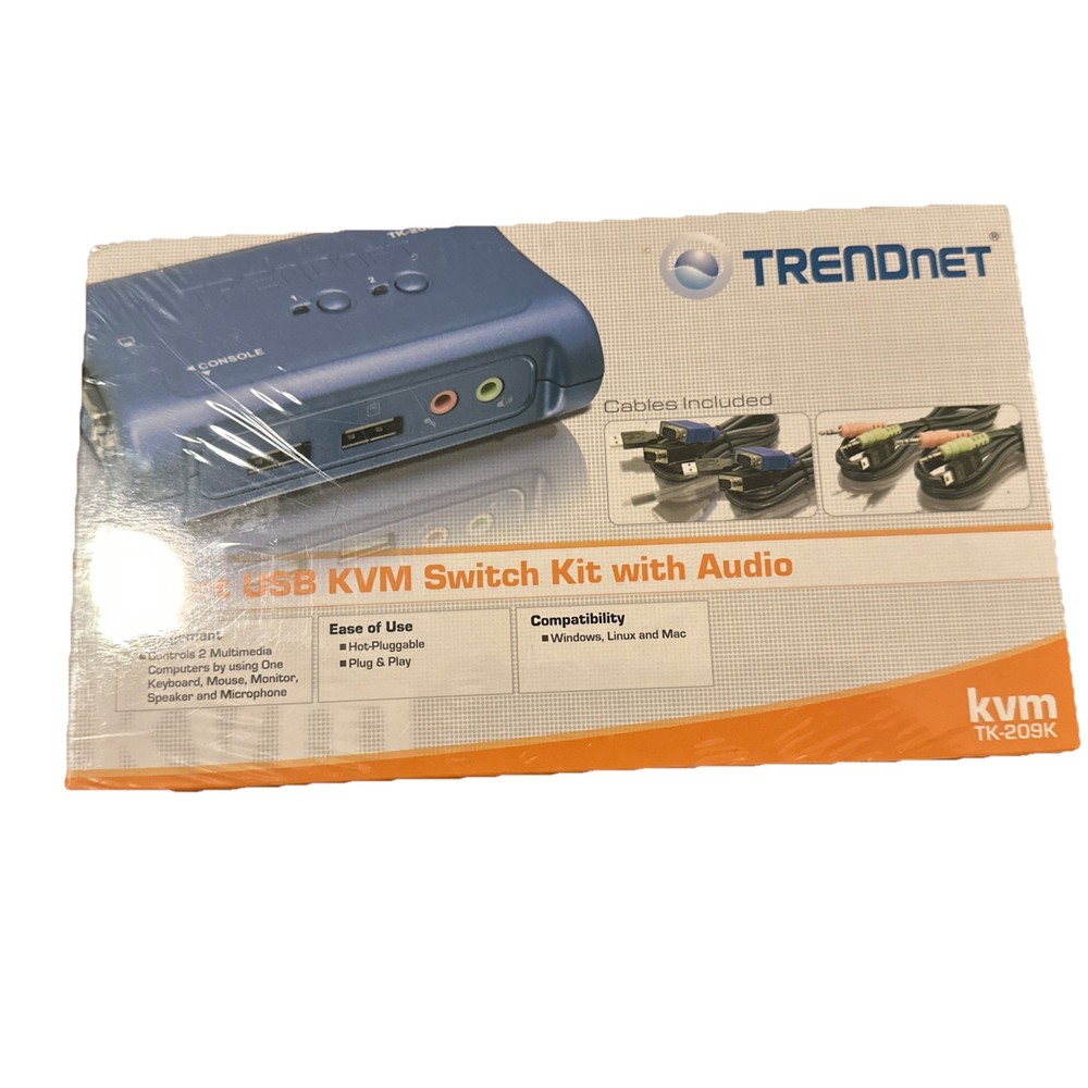 Trendnet TK-209K 2-port USB KVM Switch Kit with Audio *New & Sealed*