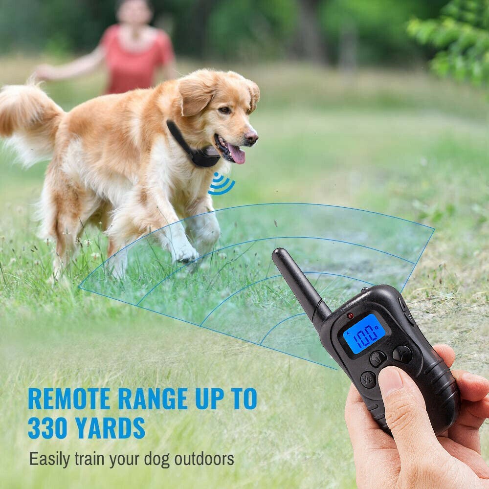 Pet Dog Training Collar Rechargeable Remote Transmitter Waterproof 330 Yards
