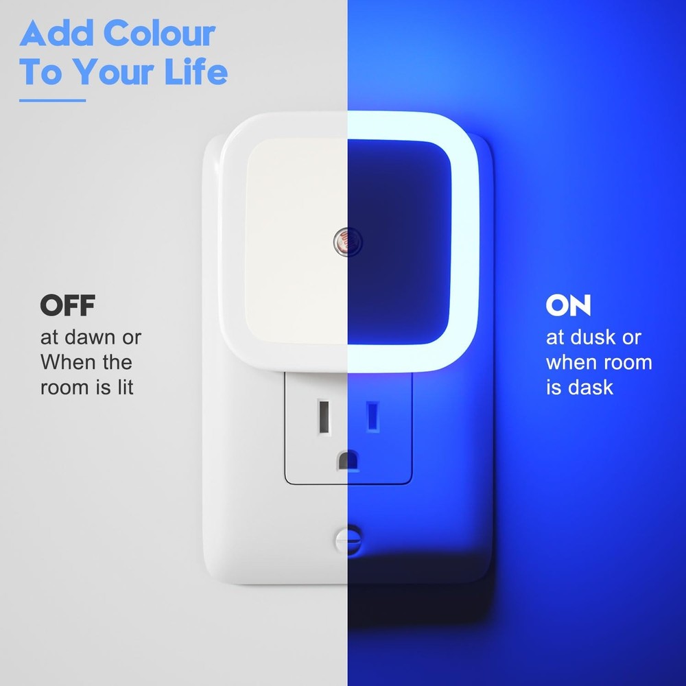 Sujeet Blue Night Light 4 Pack,Night Lights Plug into Wall 4 pack,