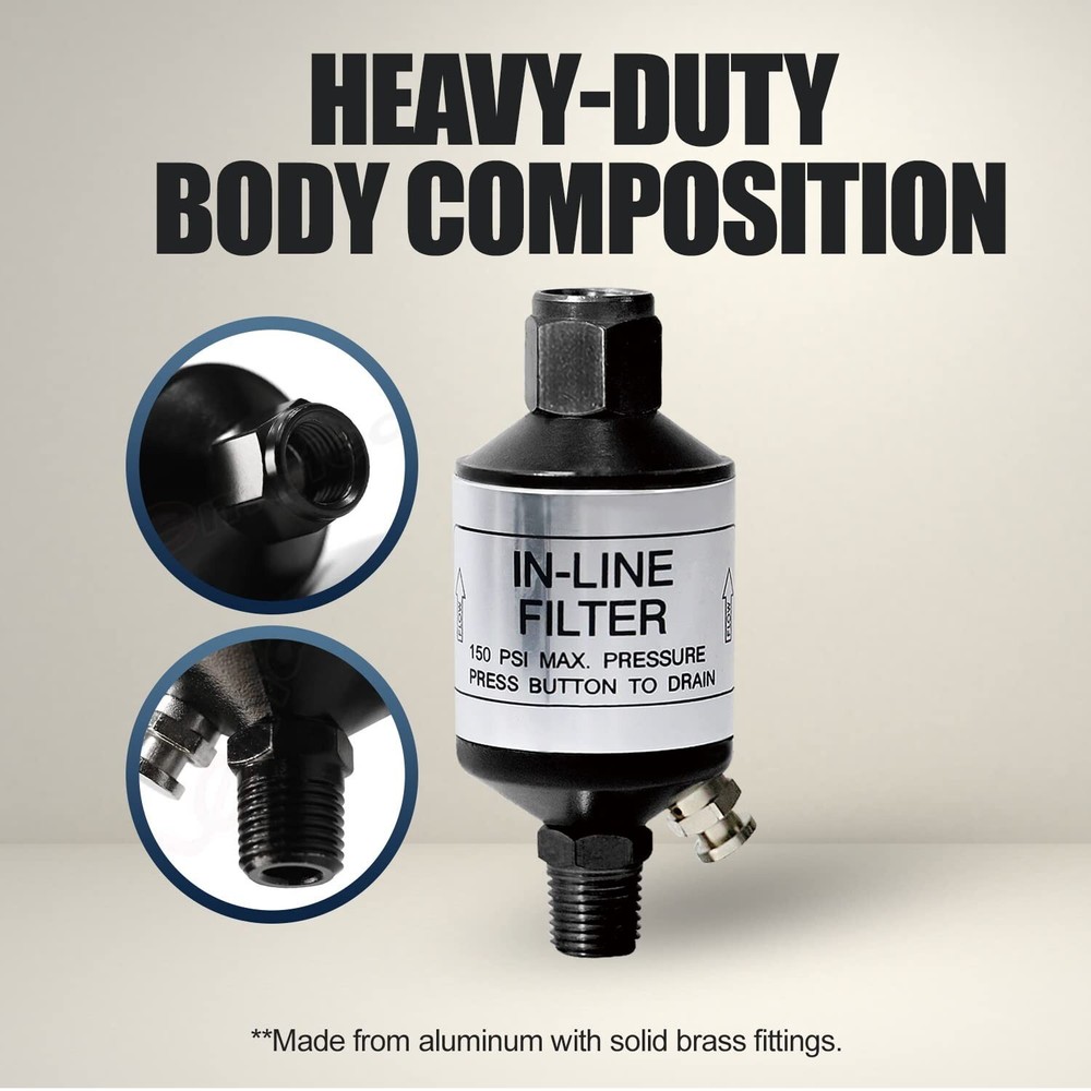 Air Compressor Water Separator, Heavy Duty Air Compressor Filter provides Cle...