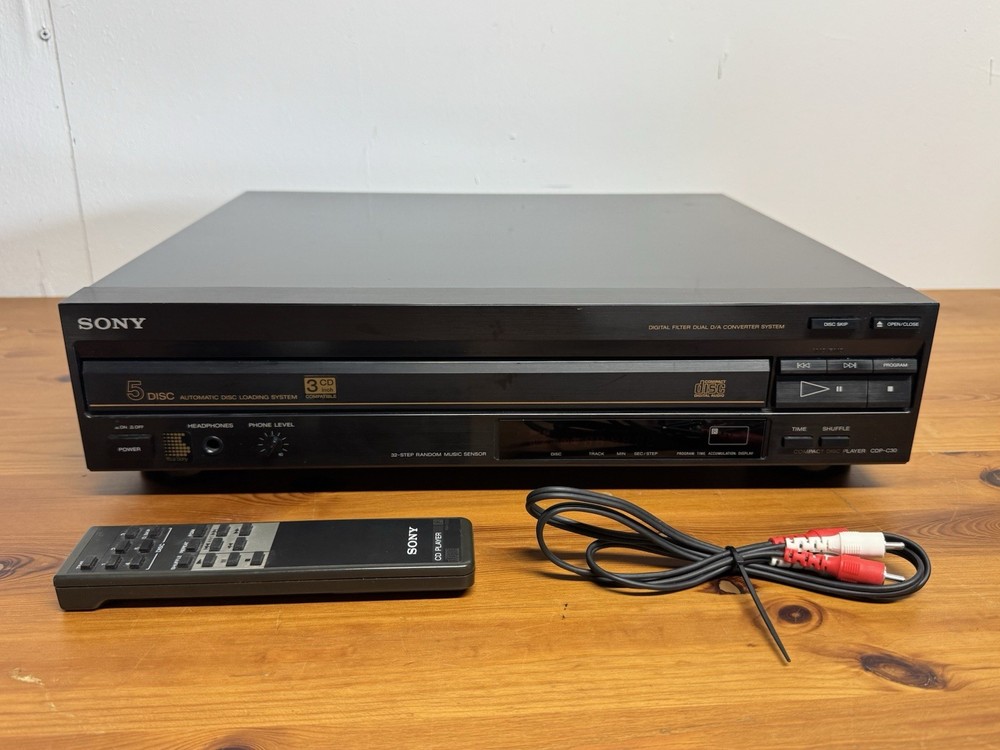 Sony CDP-C30 5 Disc CD Player Changer Tested Working Tray Opens Clean