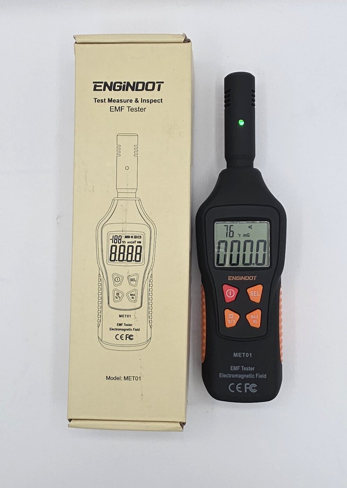 Engindot MET01 EMF Tester – Electromagnetic Field Meter – Tested Working w/ Box