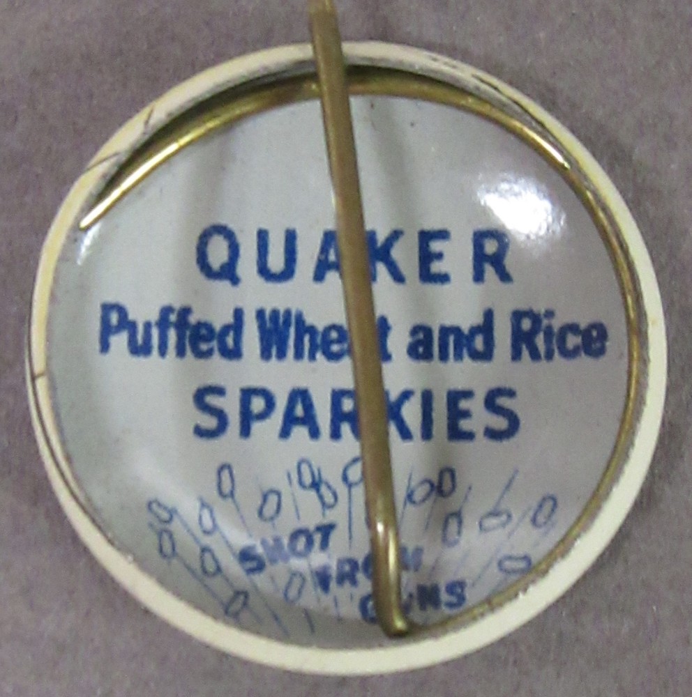 Type II 1948 WILLIAM BENDIX Quaker SPARKIES Cereal pinback PARAMOUNT STAR yz