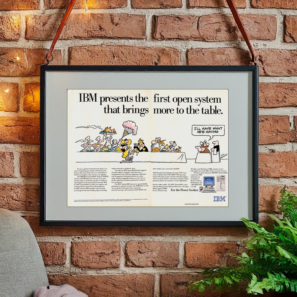 1992 IBM RISC System/6000 PRINT AD Retro Computers PC Art Cartoon