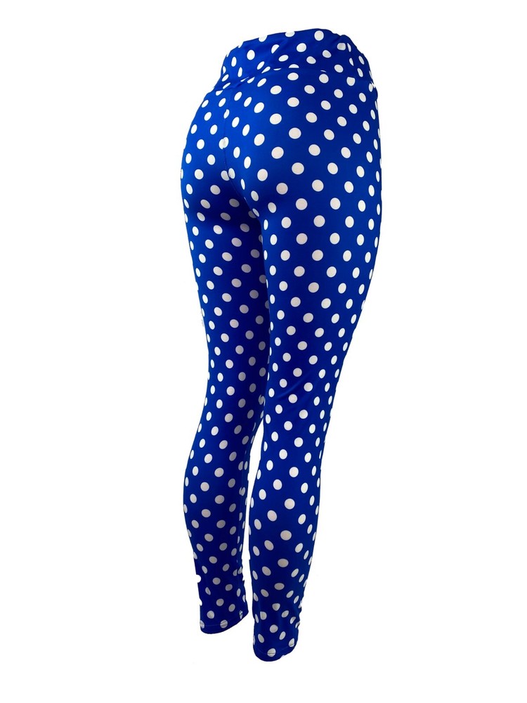 Blue & White Polka Dot Leggings - Multiple Sizes Super Soft!