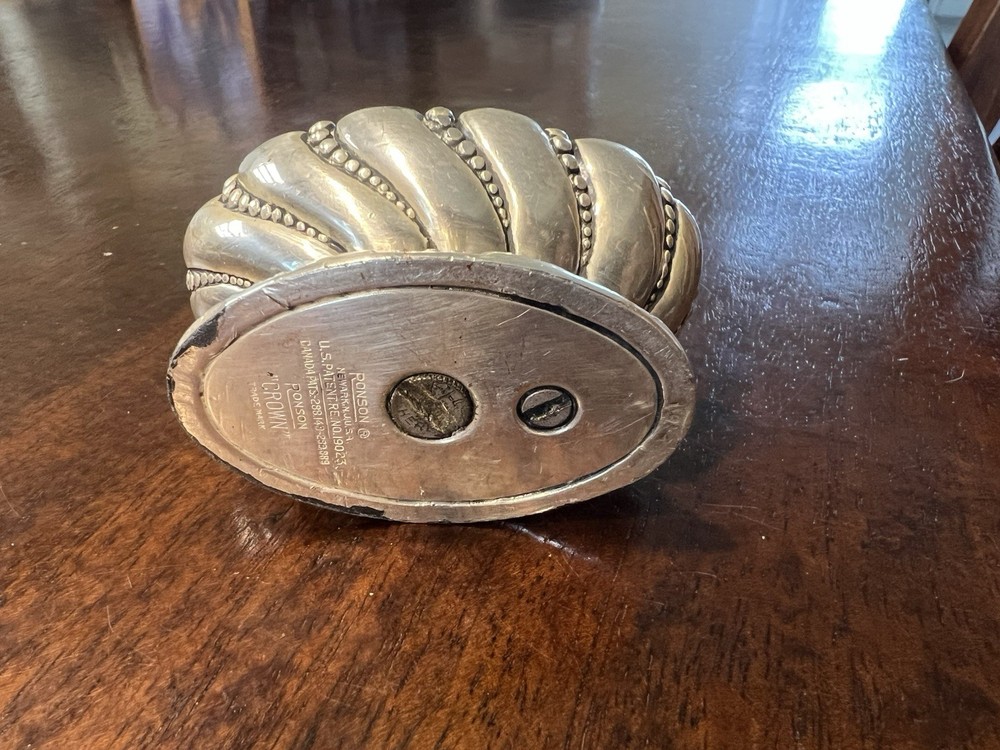 Vintage Silver Plated Ronson Crown Table Lighter