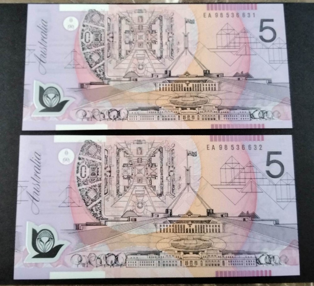 AUSTRALIAN BANKNOTE $5 Five Dollars 1998 LAST PREFIX EA98 UNC