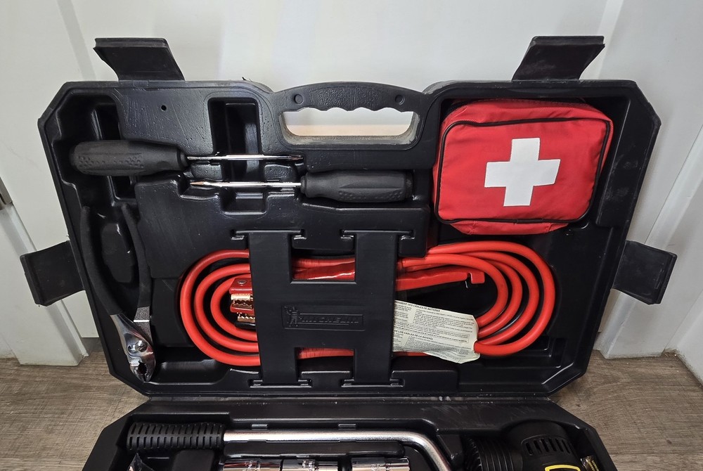 Michelin Premium Emergency Roadside Kit HD Cables Tools Air Compressor First Aid