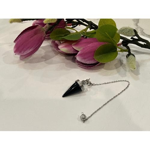 Blessed Black Obsidian Pendulum, Obsidian Dowsing Rod