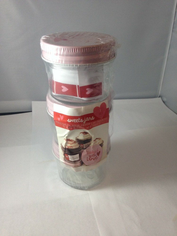 Sweets Jars 3 Jars and 1 Sticker Sheet New