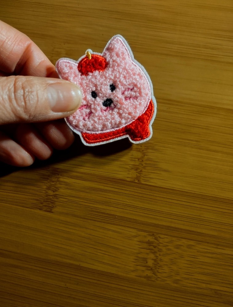 Adorable Kitten Cat Plush Chenille Embroidered Cute Self Adhesive Patch Sticker