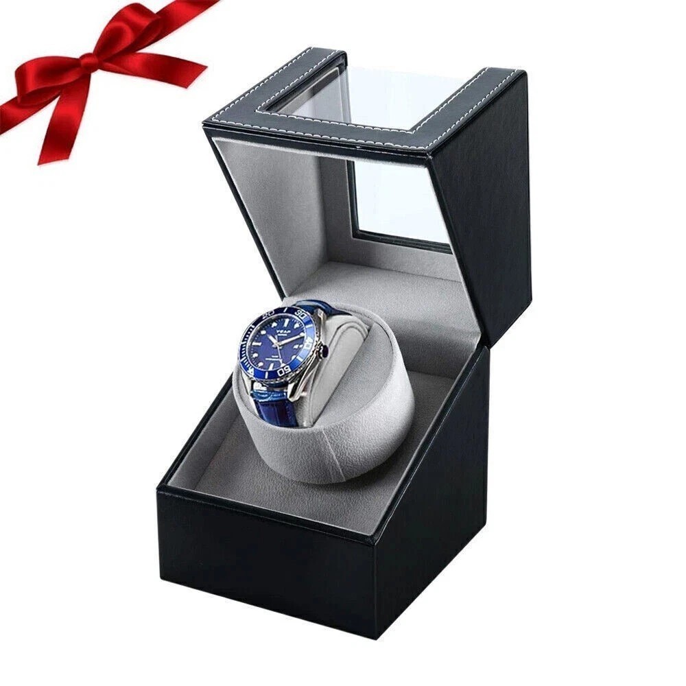 ⌚NEW Automatic Rotation Single Watch Winder Leather Storage Display Case Gift