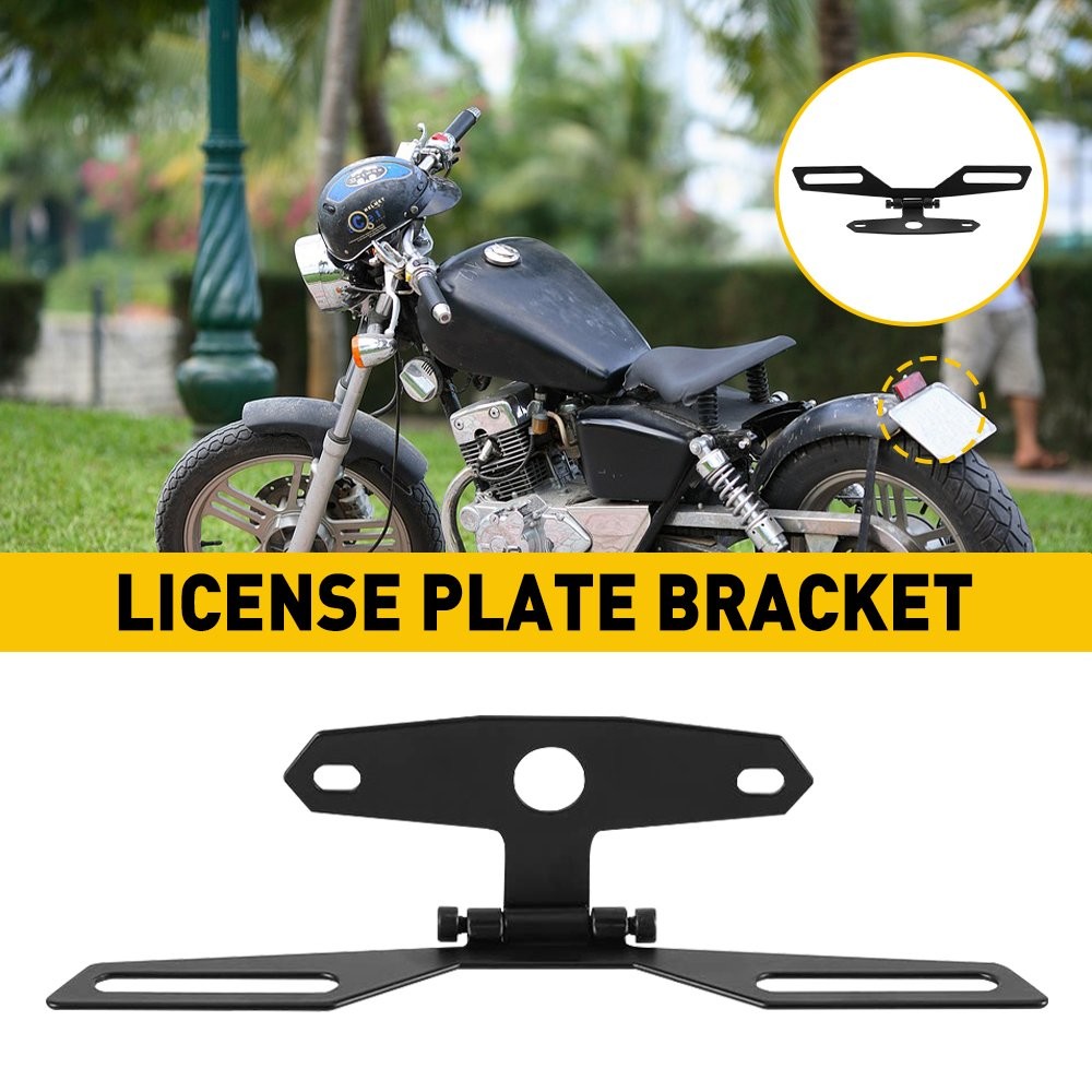 Motorcycle Folding License Plate Bracket Rear Tail Light Holder Mount Universal