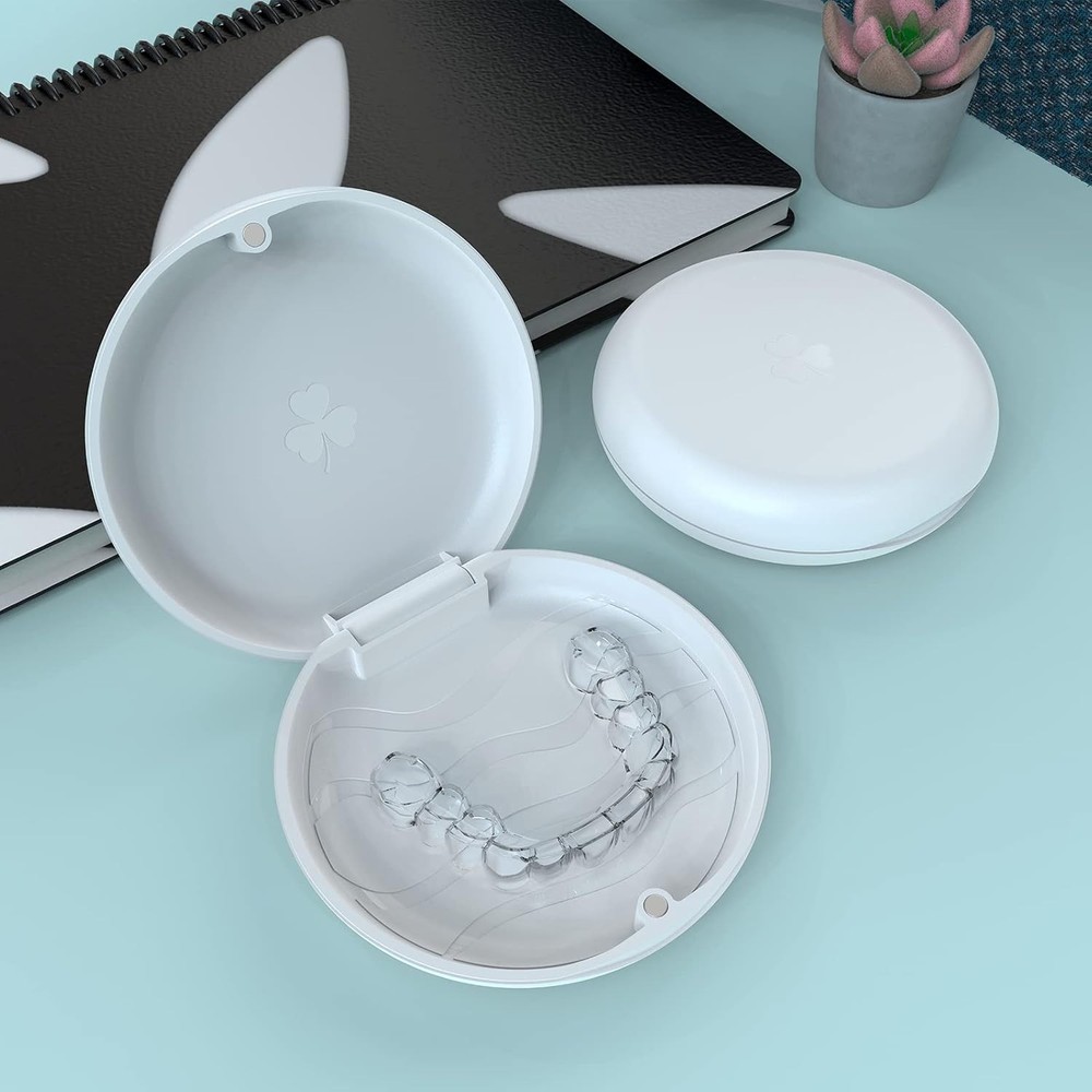 2 Pack Retainer Case,Solid Orthodontic Retainer Case-White