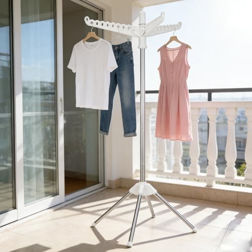 Rotatable and Foldable Clothes Drying Rack 59 Inch Laundry Drying Tree with 27