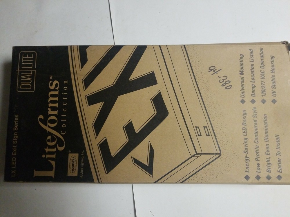 Hubbell Exit Sign, EXIT, Dual Lite LED Exit Sign LUXRWV11 120/277v