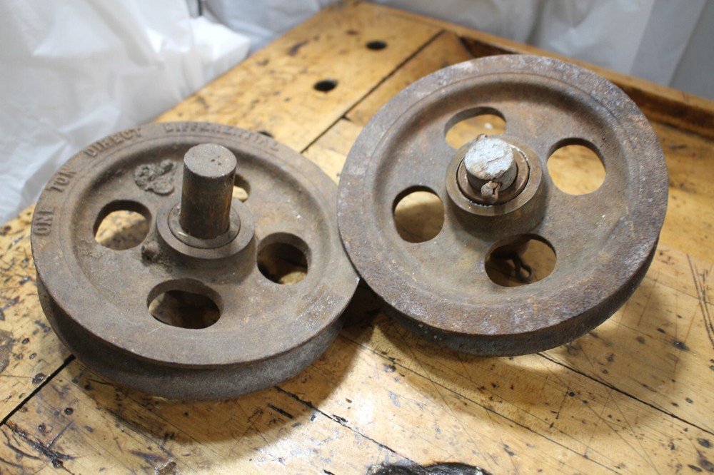 Cast Iron Antique 7" PULLEYS, cable