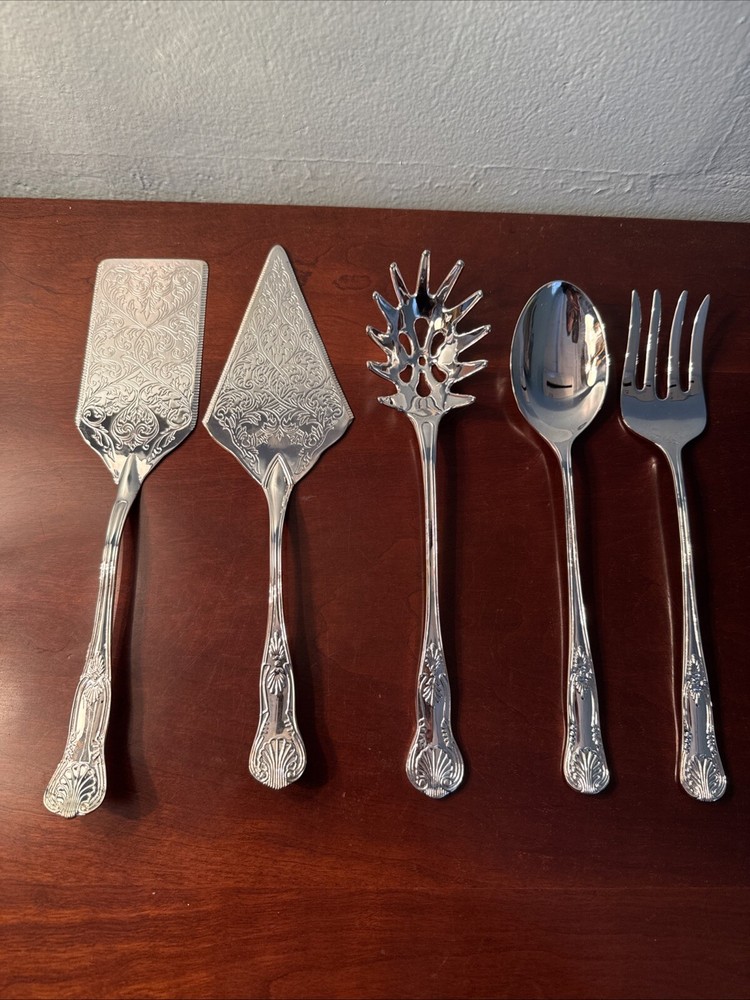 5 Pc Lot Silver Plated Serving Pieces
