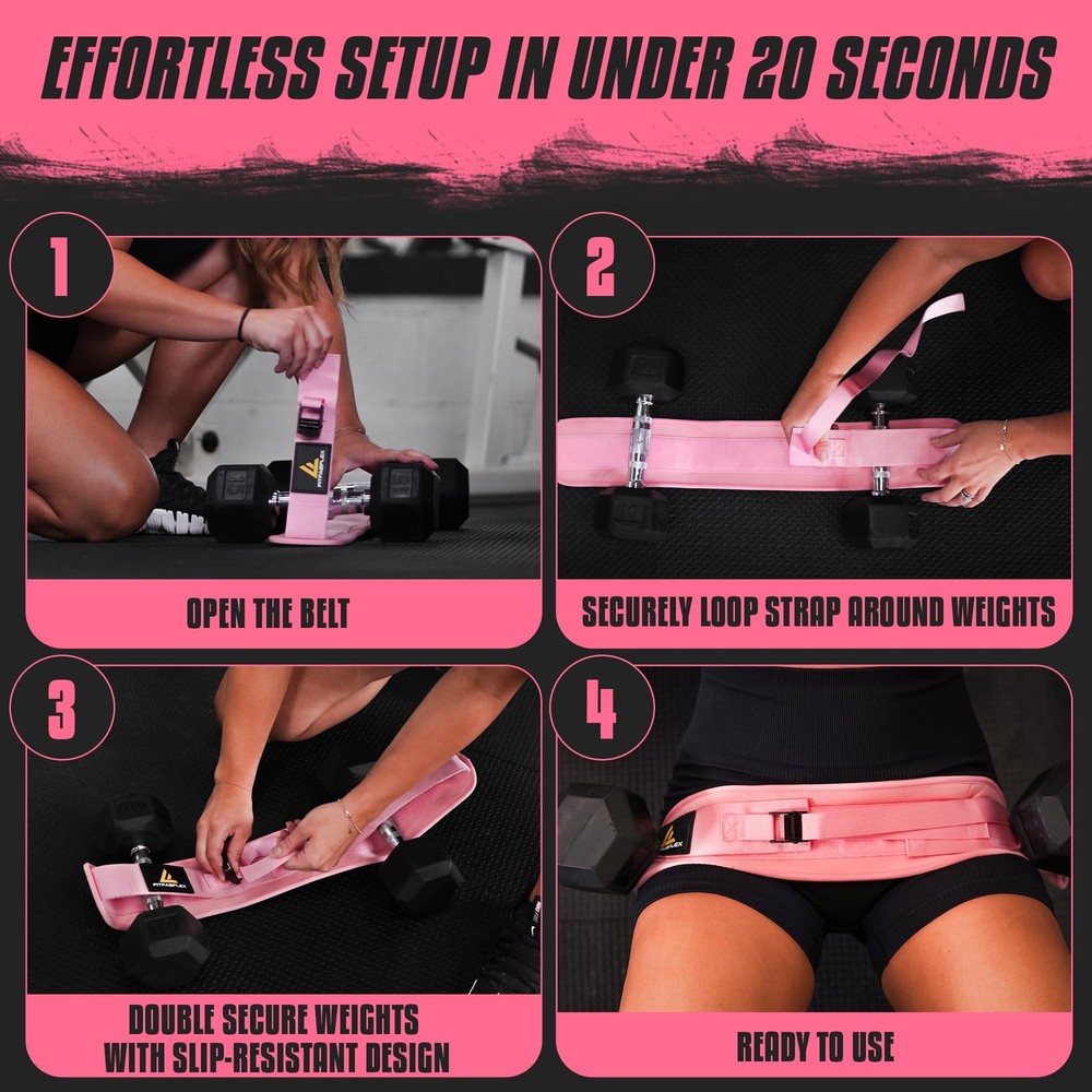 Exercise Hip Thrust Belt for Weights, Glute Workout Equipment, Adjustable Hip...