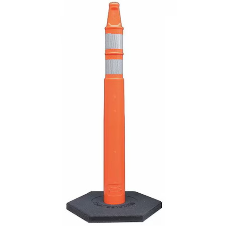 Delineator Post With Base, Hdpe, Meets Mutcd Requirements, 10 Lbs, Orange, 43