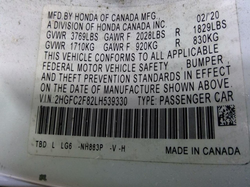 CIVIC 2020 Transmission Shift 975513