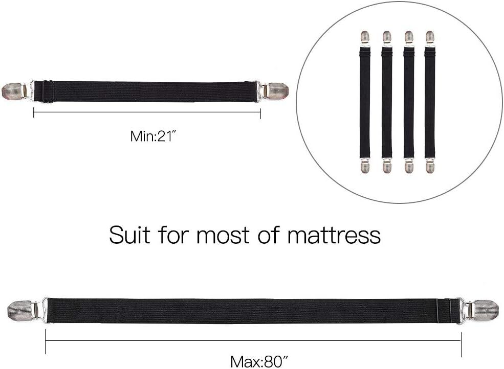 Adjustable Bed Sheet Clips, Sheet Fasteners Holder Straps and Suspender,