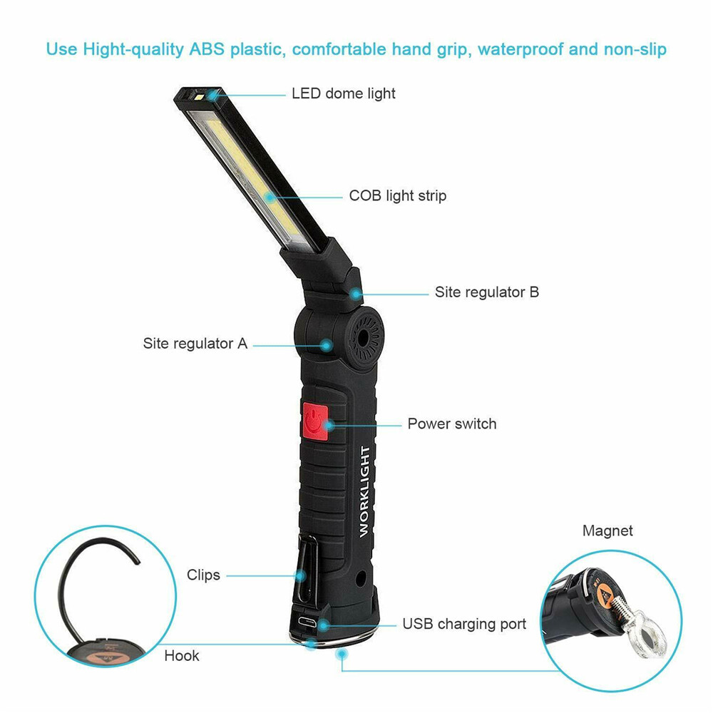 Super Bright 1200000lm Rechargeable LED Work Light Folding Torch Lamp Flashlight