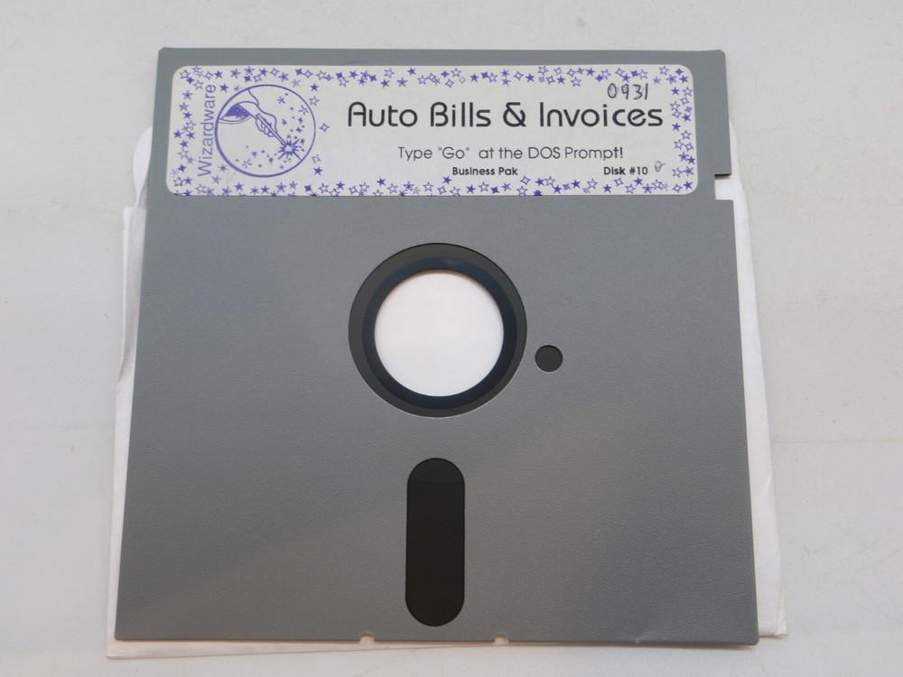 5.25" Floppy Disks AUTO BILLS & INVOICES Wizardware Computer Software Discs