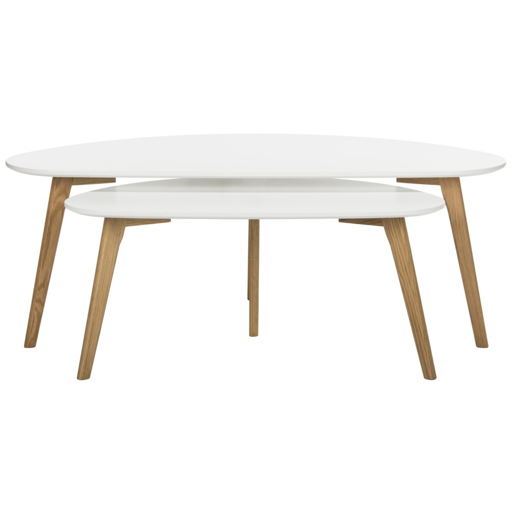 SAFAVIEH Olida Double Coffee Table | White / Oak |