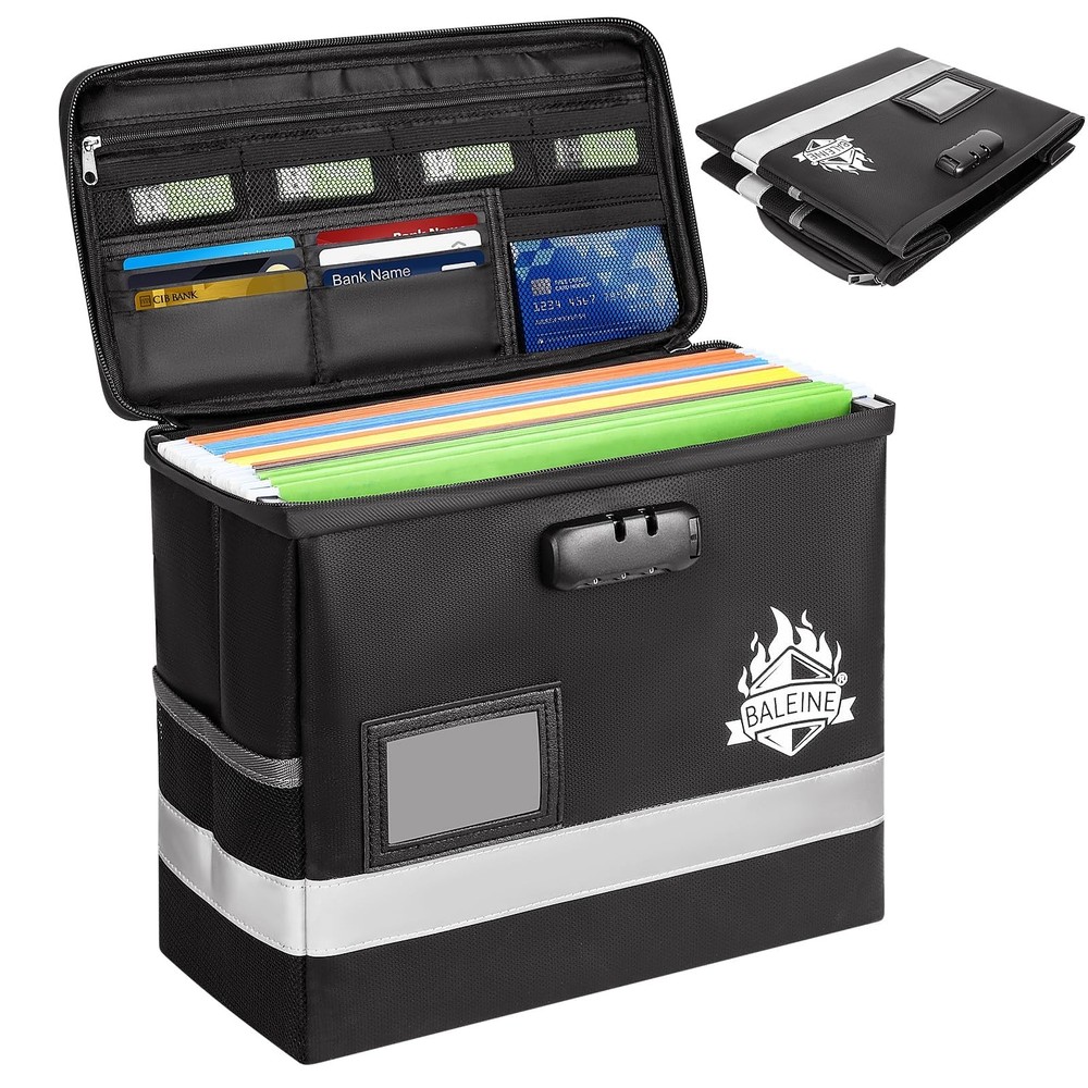 Baleine fireproof document box with lock portable bag waterproof fire proof