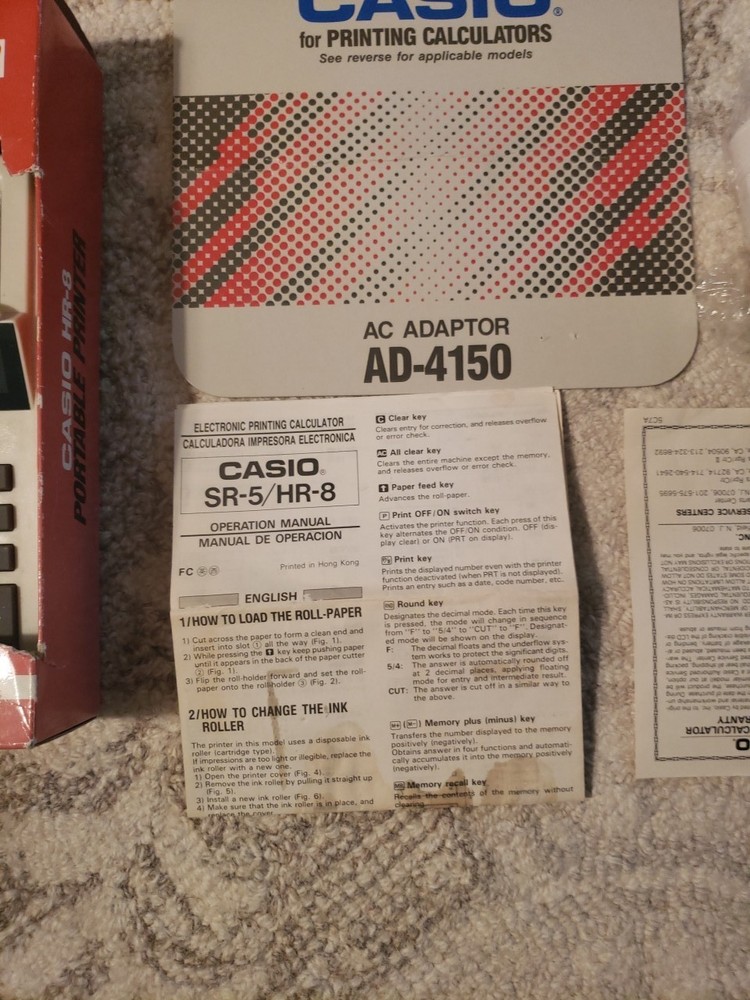 Vintage Casio HR-8 Portable Printer With Large 10-Digit LCD