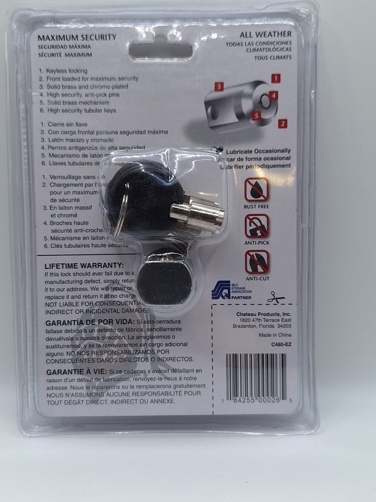 Chateau E-Z Lock for Self-storage MAXIMUM SECURITY Keyless locking