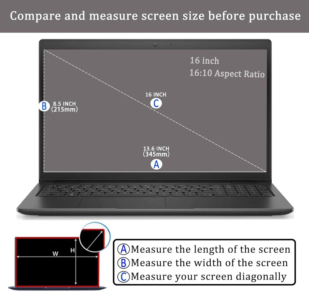 3 Pack 16" Laptop Screen Protector 16'' Aspect Ratio 16:10