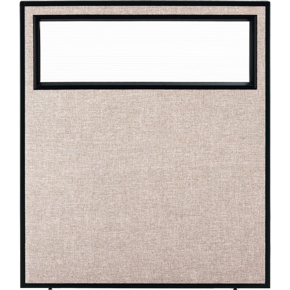 Office Partition Panel With Partial Window 48-1/4"W x 60"H Tan