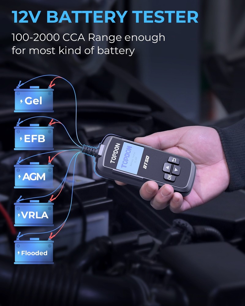 TOPDON BT50 Car Battery Tester Electrical System Diagnostic & Analysis Tool