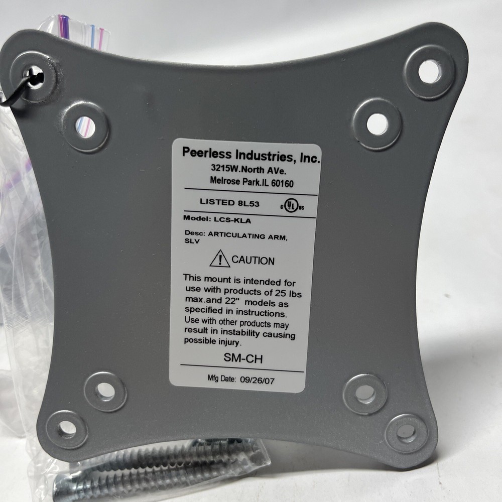 Peerless Model: LCS-KLA Full Motion Wall Mount for 13-22" TVs 8L53 Bracket Nails