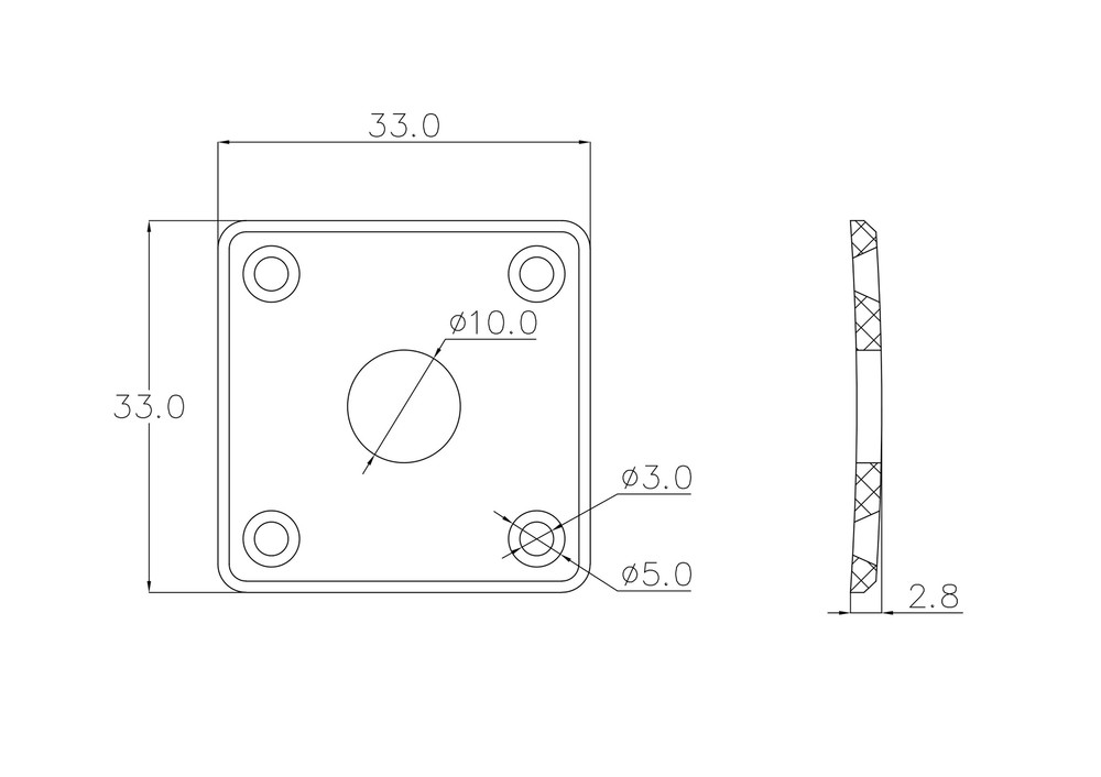 KD By AxLabs LP Style Square Plastic Jack Plate - Black