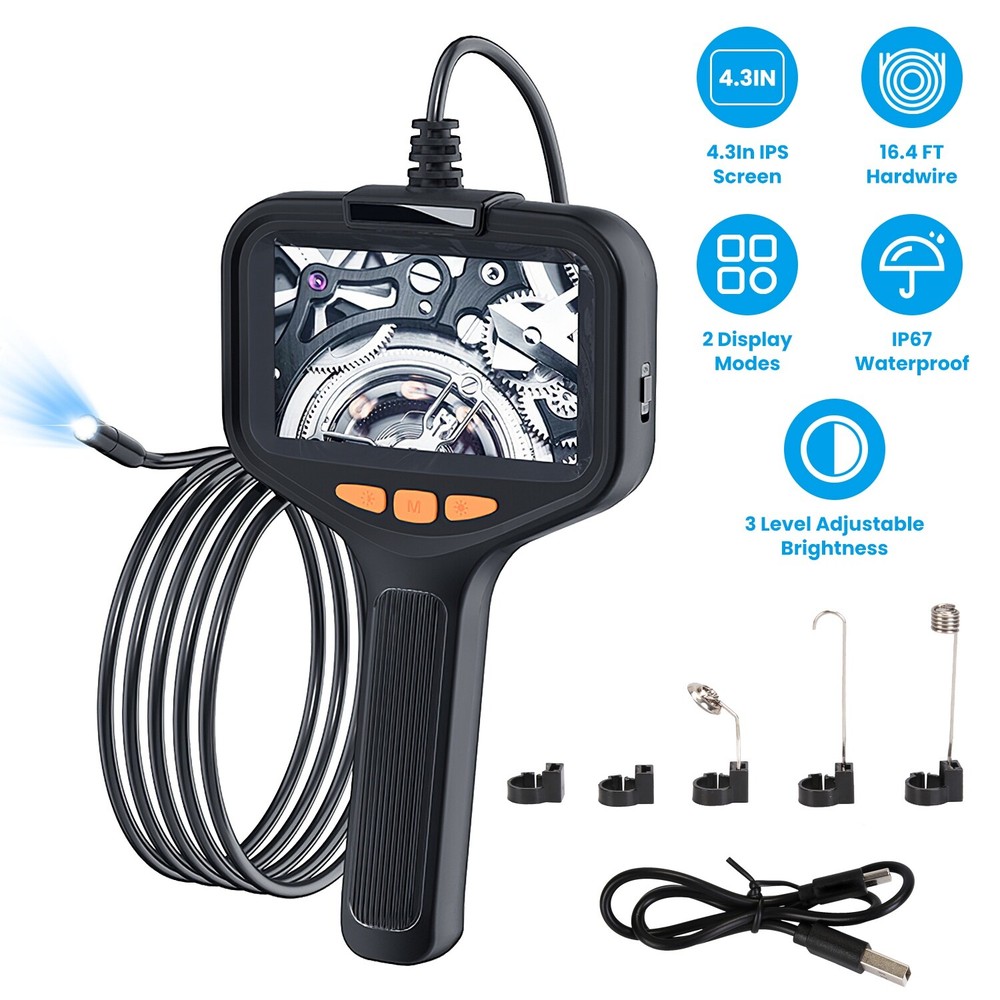4.3" Inspection Camera with Light Articulating Borescope Endoscope Camera IP67