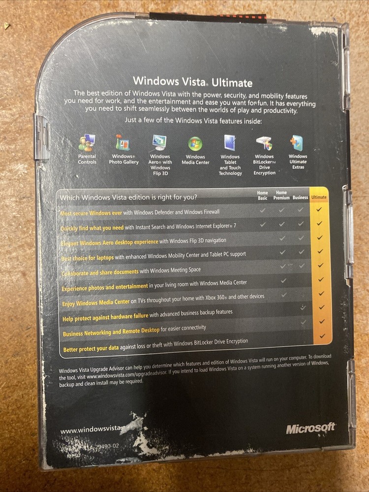 Microsoft Windows Vista Ultimate 32/64 Bit Service Pack 1 Full Retail