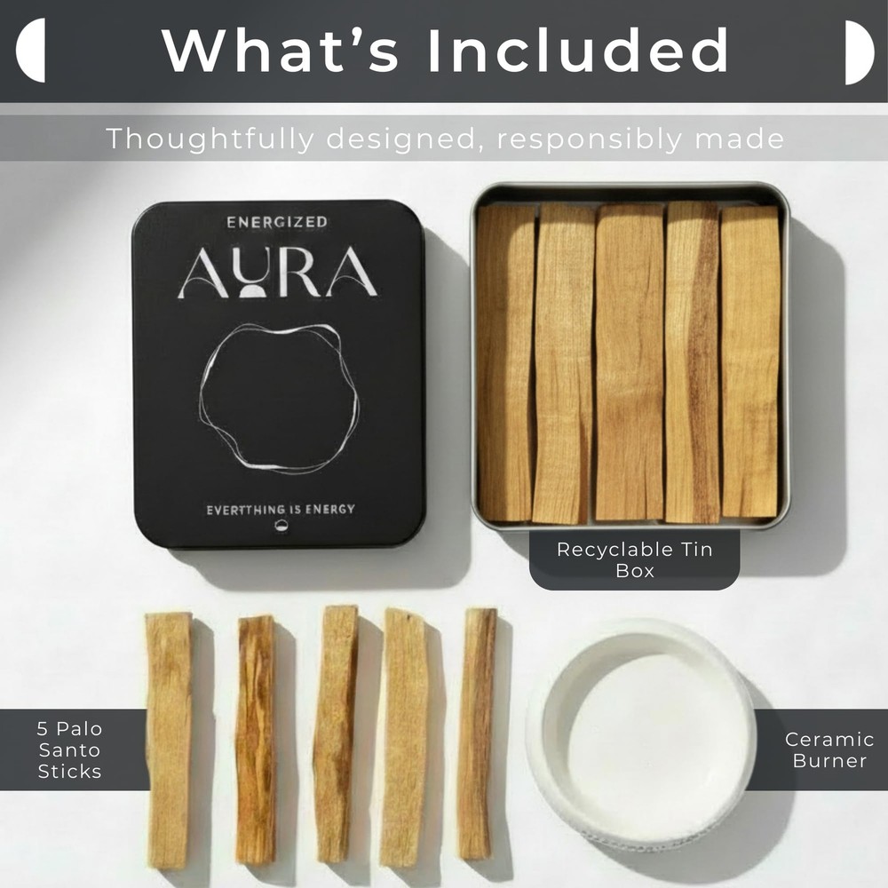 5 Palo Santo Sticks with White Holder (White)